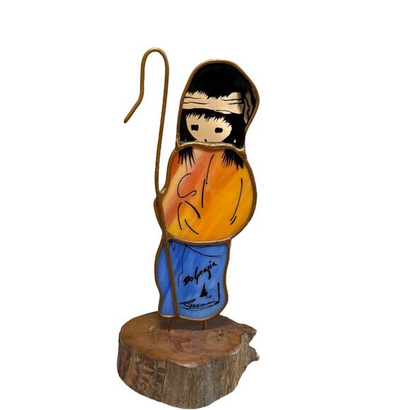 Ted DeGrazia Signed Native American Stained Glass Art Sun Catcher Figurine Decor - Picture 2 of 7